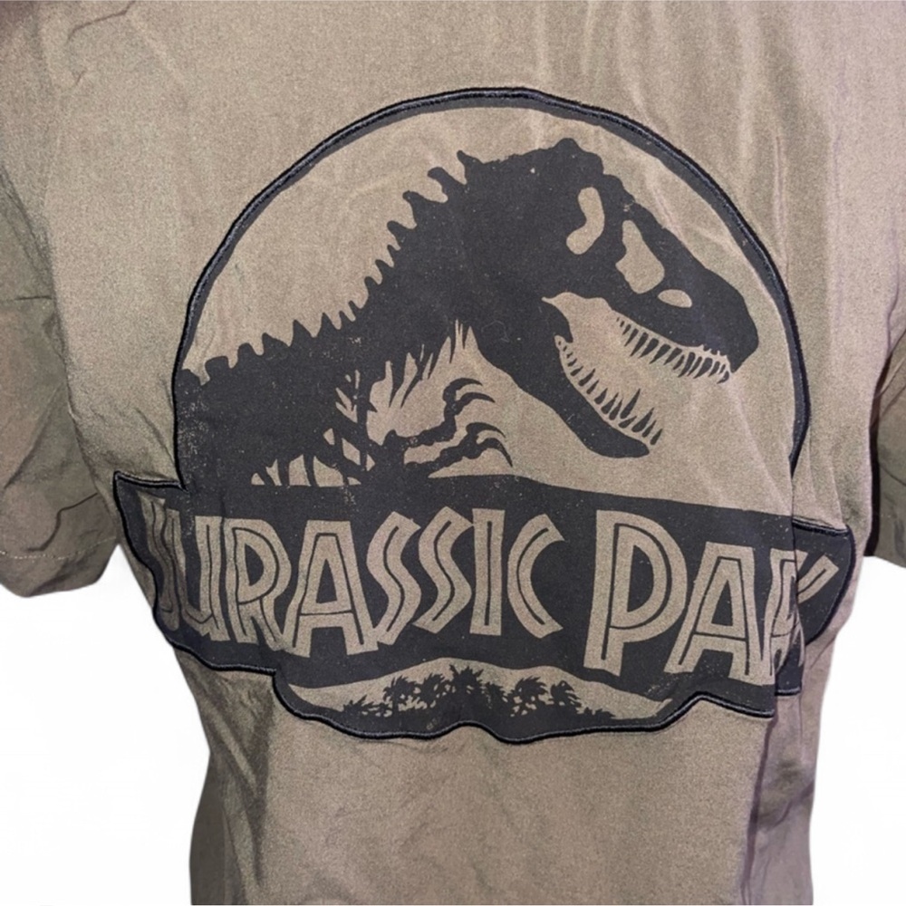 BoxLunch Jurassic Park Logo Button Down Shirt XS Tie Front Cosplay Top - Picture 2 of 8
